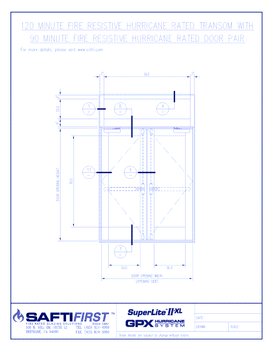 GPX Hurricane: 120 Minute Fire Resistive Hurricane Rated Wall with 90 Minute Fire Resistive Hurricane Rated Door Pair