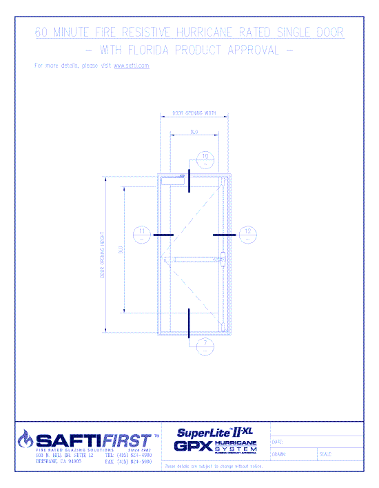 GPX Hurricane: 60 Minute Fire Resistive Hurricane Rated Single Door