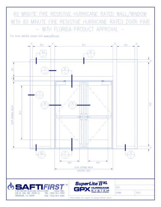 GPX Hurricane: 60 Minute Fire Resistive Hurricane Rated Wall with 60 Minute Fire Resistive Hurricane Rated Door Pair