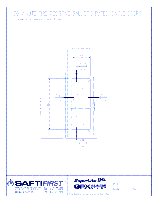 GPX Ballistic: 60 Minute Fire Resistive Ballistic Rated Single Door