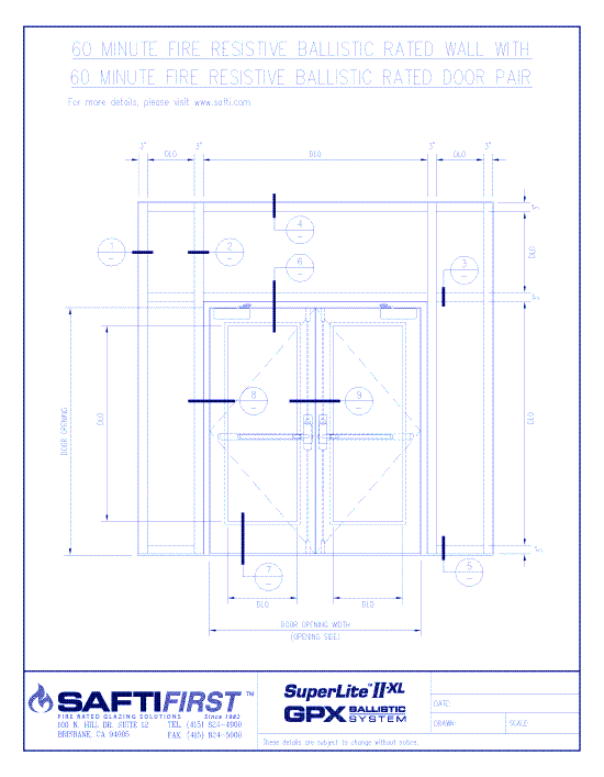 GPX Ballistic: 60 Minute Fire Resistive Ballistic Rated Wall with 60 Minute Fire Resistive Ballistic Rated Door Pair