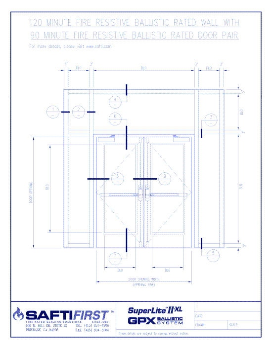 GPX Ballistic: 120 Minute Fire Resistive Ballistic Rated Wall with 90 Minute Fire Resistive Ballistic Rated Door Pair