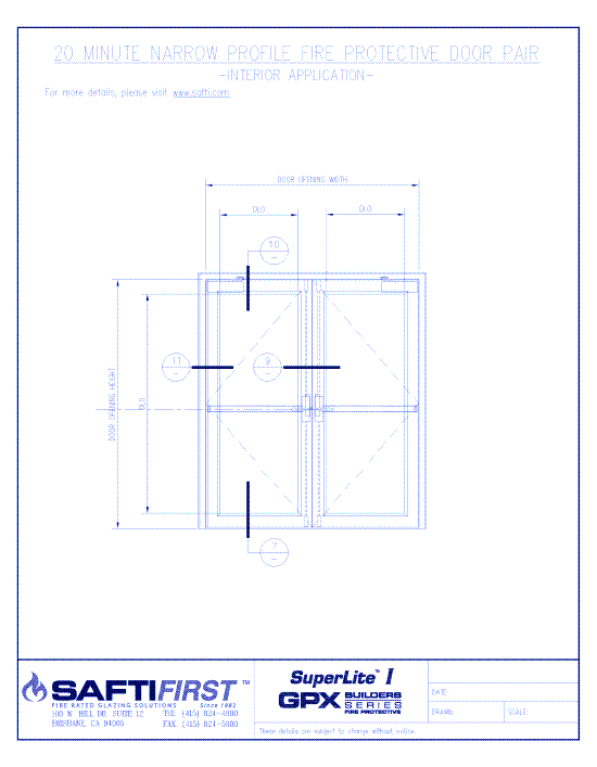 GPX Builders Series: 20 Minute Fire Protective Door Pair with SuperLite I (Narrow Profile)