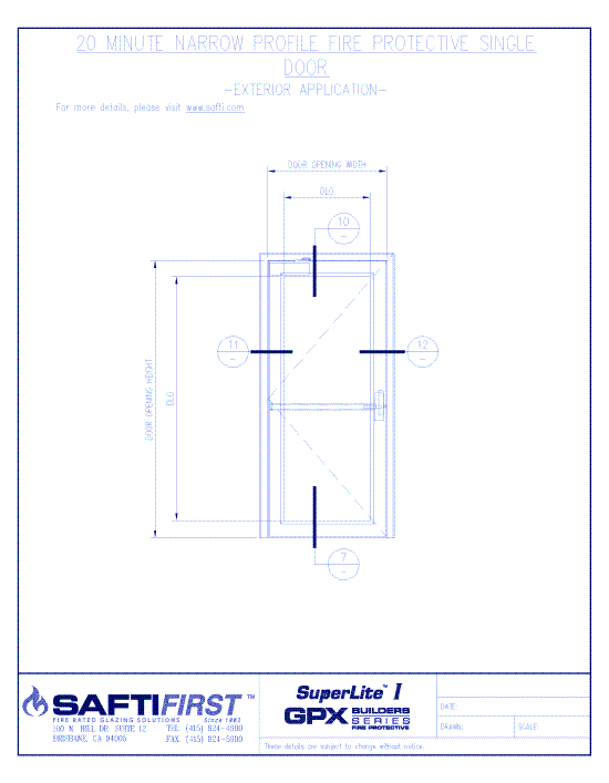 GPX Builders Series: 20 Minute Fire Protective Single Door with SuperLite I – Insulated (Narrow Profile)