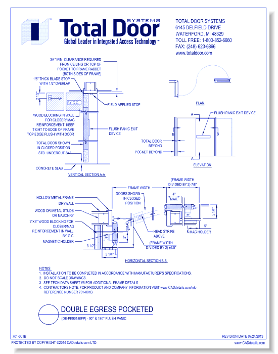 DE-PK90180FP - Double Egress Pocketd 90 & 180 Flush Panic