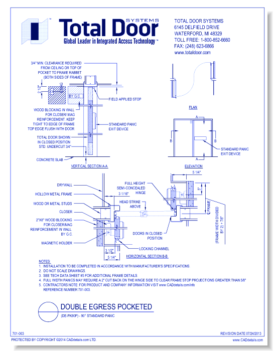DE-PK90P - Double Egress Pocketed 90 Standard Panic