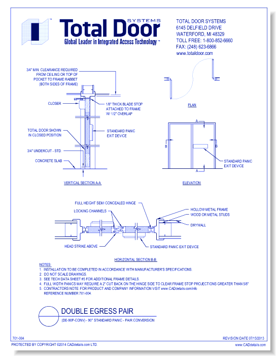 DE-90P-CONV - Double Egress 90 Standard Panic - Pair Conversion