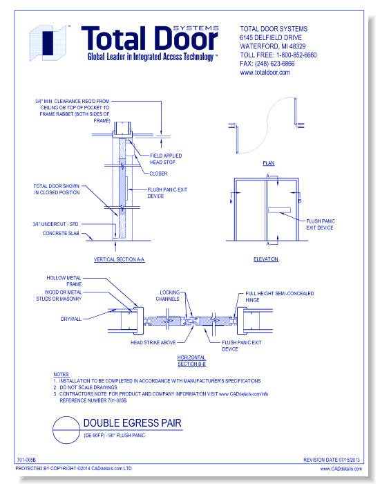 DE-90FP - Double Egress 90 Flush Panic