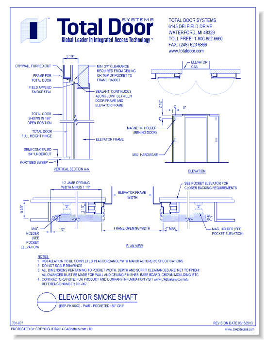 ESP-PK180G - Elevator Smoke Shaft Pair - Pocketed 180 Grip