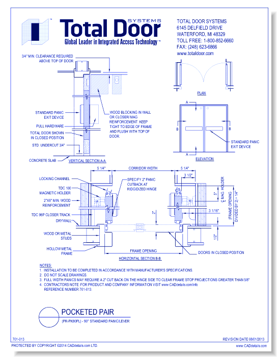 PR-PK90PL - Pair - Pocketed 90 Standard Panic / Lever