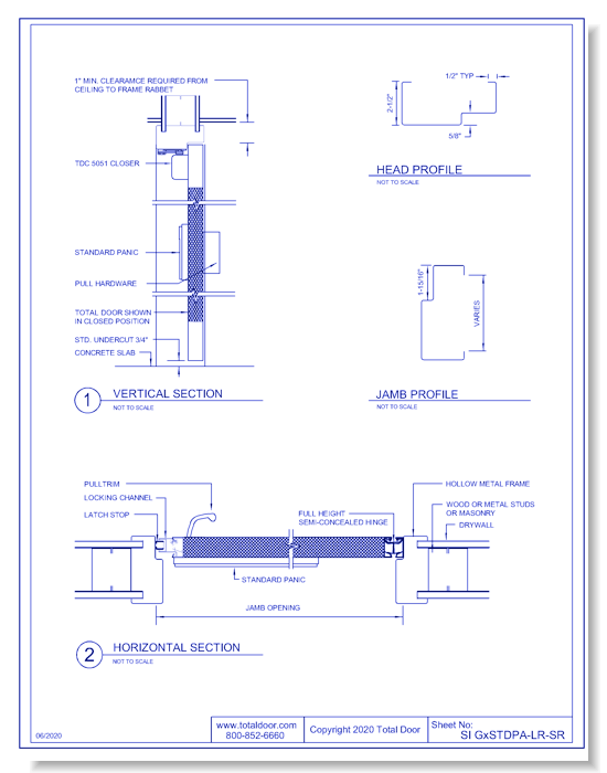 SI-GxSTDPA-LR-SR: Single Pull x Exit Device - Left Reverse - Single Rabbet Frame