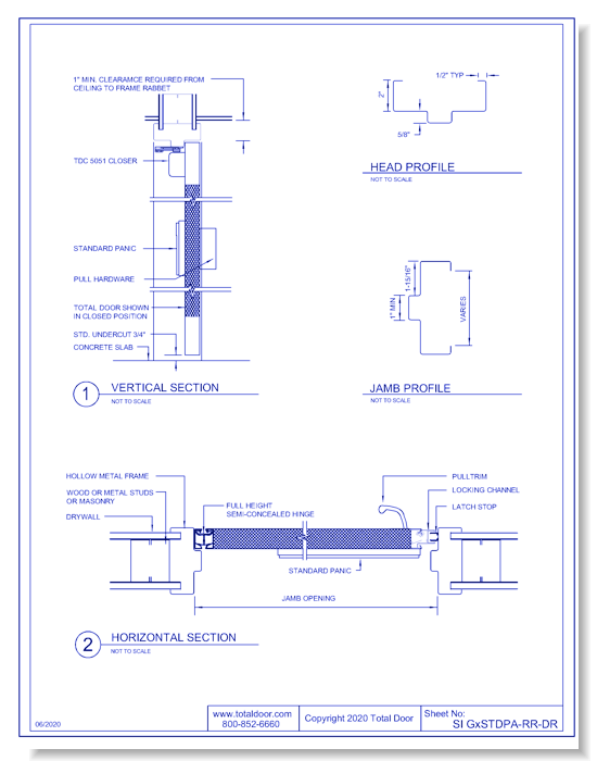 SI-GxSTDPA-RR-DR: Single Pull x Exit Device - Right Reverse - Double Rabbet Frame