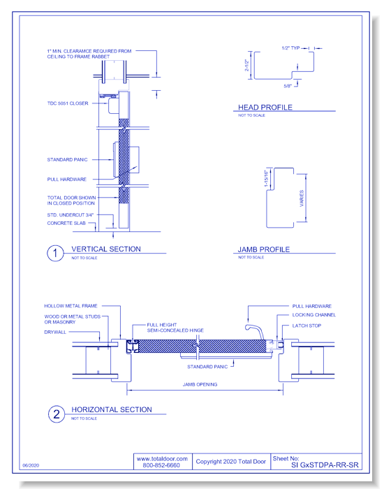SI-GxSTDPA-RR-SR: Single Pull x Exit Device - Right Reverse - Single Rabbet Frame