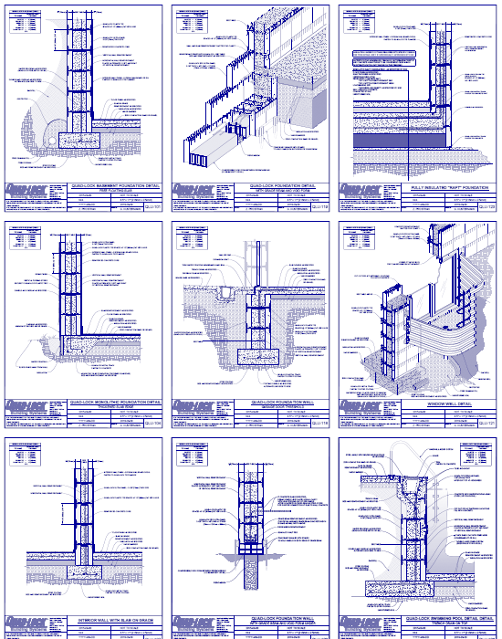 R-28 Ultra ICF Walls: QLU-100s ICF Footing & Foundation Details