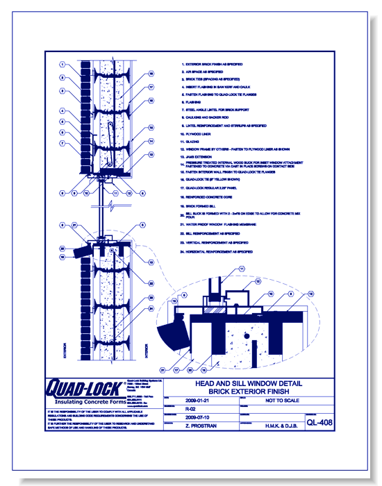 QL-408 Head & Sill Window Detail Brick Exterior Finish	