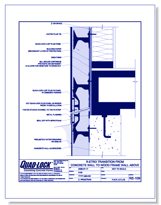 RE-109 Transition Between Concrete & Wood Frame Wall Above