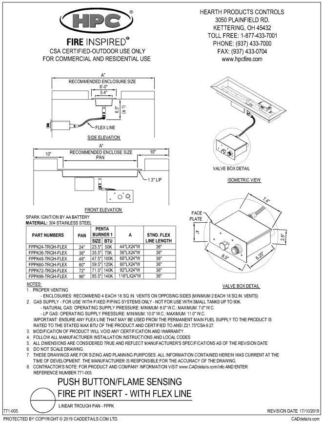 Linear Trough Plan - Flame Sensing with Spark Ignition 