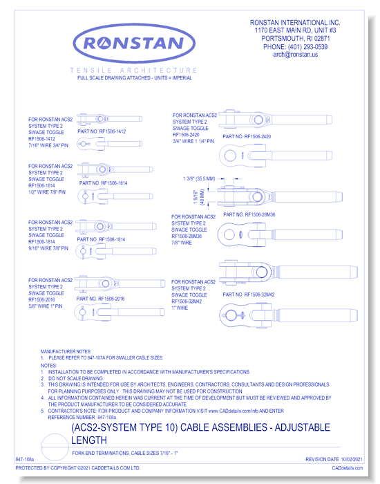(ACS2 System Type 10) Fork End Terminations