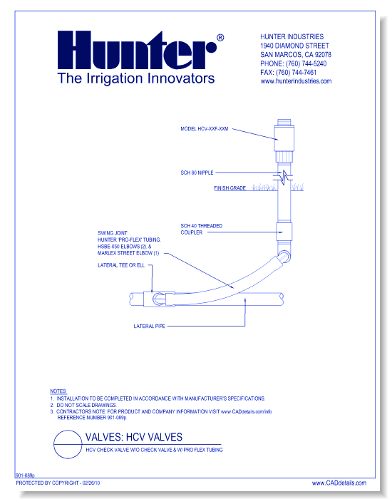 Valves - HCV-XXF-XXM - HCV Check Valve w/o Check Valve & w/ Pro Flex Tubing