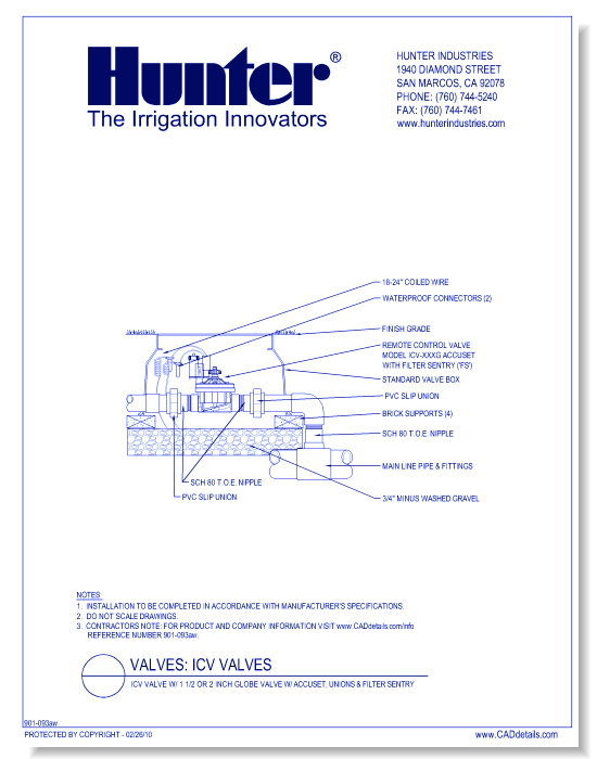 ICV-151 -201G - ICV Valve w/ 1 1/2 or 2 Inch Globe Valve w/ Accuset, Unions & Filter Sentry