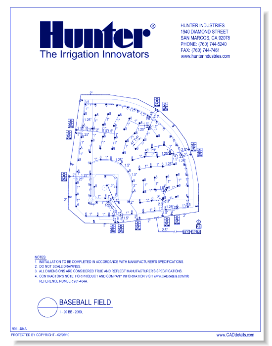Official Baseball Field - I-20 Six Row Design Looped Mainline