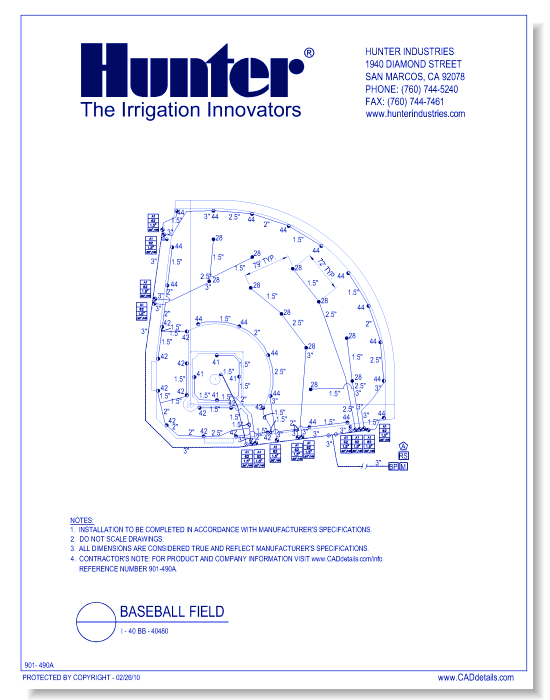 Official Baseball Field - I-40 Four Row Design