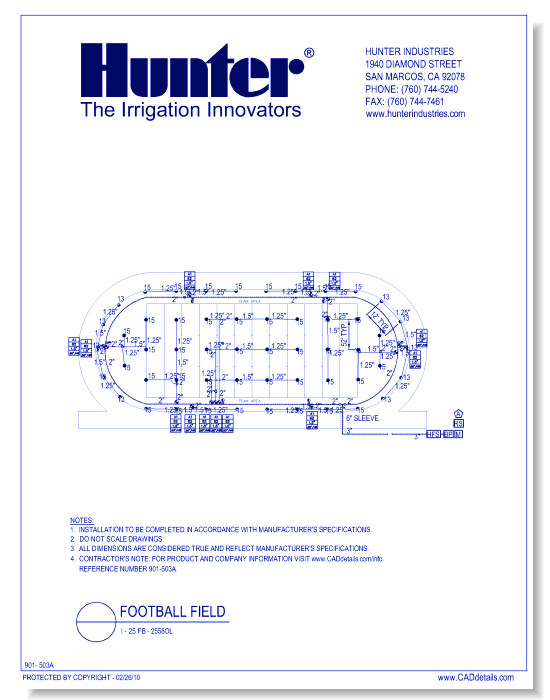 Official Football Field - I-25 Five Row Design Looped Mainline