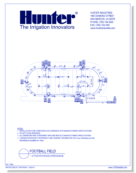 Official Football Field - I-40 Four Row Design Looped Mainline