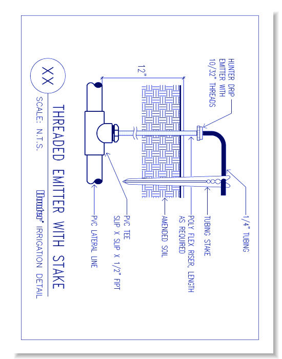 Drip Emitters - Threaded Emitter on Poly Flex Riser with Stake