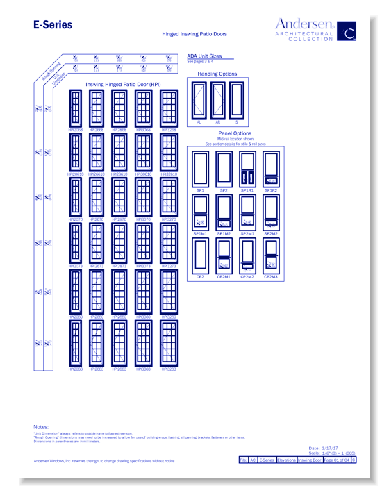 E-Series: Aluminum Clad - Inswing Doors - Elevation