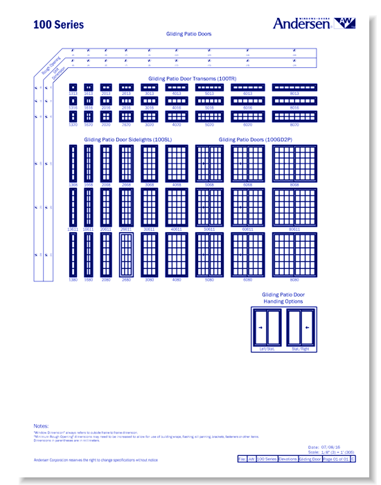 100 Series: Composite - Gliding Door - Elevation