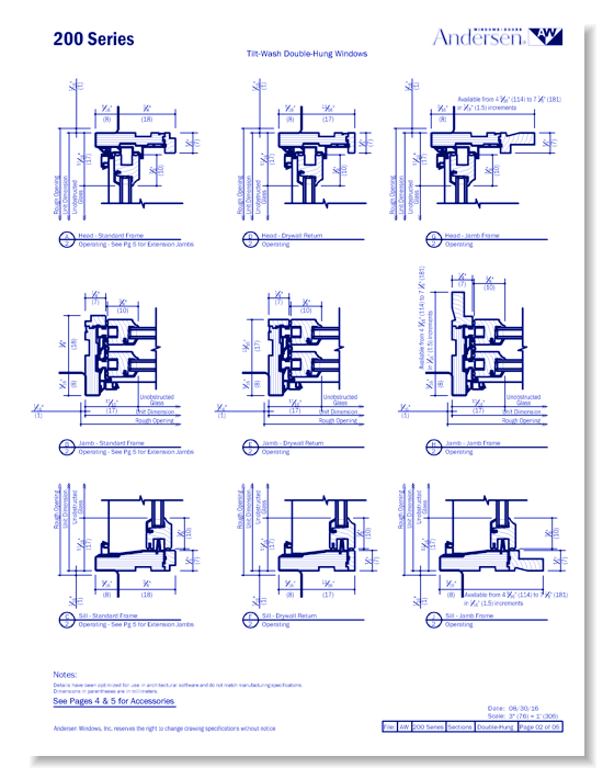 200 Series: Vinyl Clad - Tilt-Wash Double-Hung Window - Section