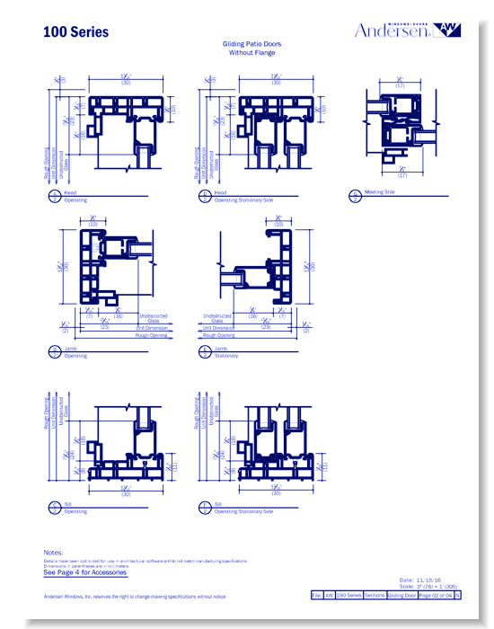100 Series: Composite - Gliding Door - Section