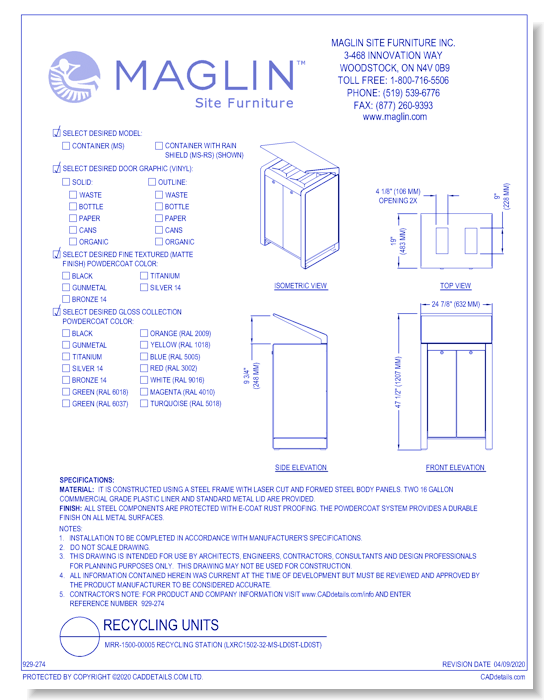 MRR-1500-00005 Recycling Station (LXRC1502-32-MS-LD0ST-LD0ST)