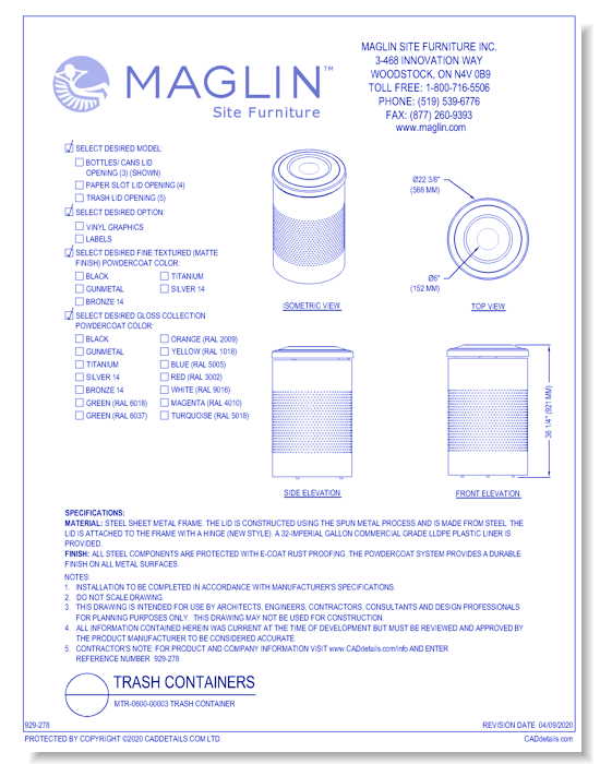 MTR-0600-00003 Trash Container