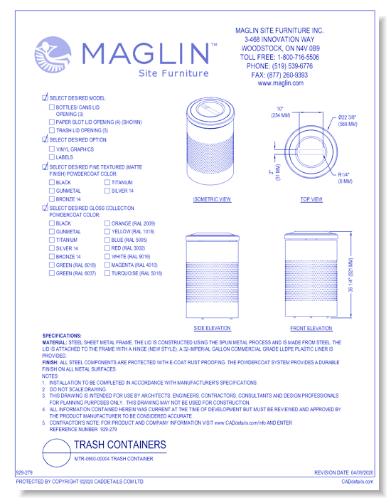 MTR-0600-00004 Trash Container