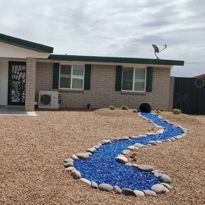 Crushed Glass Dry Riverbed