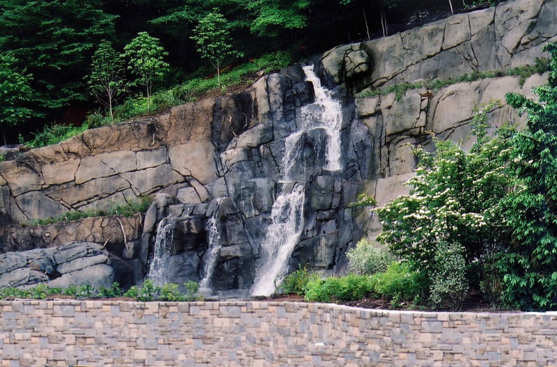 Boulderscape Multi-Tiered Soil Nail Wall Turned Into a Cascading Waterfeature