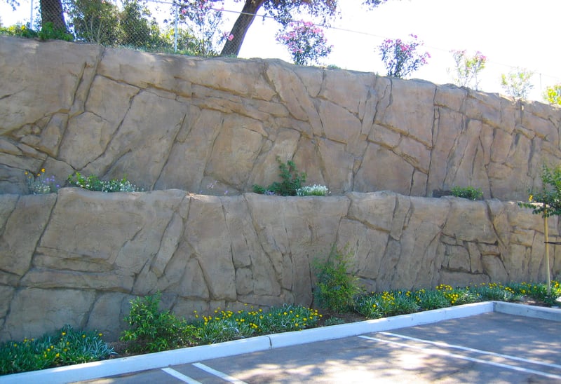 Boulderscape Sculpted Shotcrete Geology Used to Blend In a Multi-Tiered Wall For a Large Community Church   preview 3