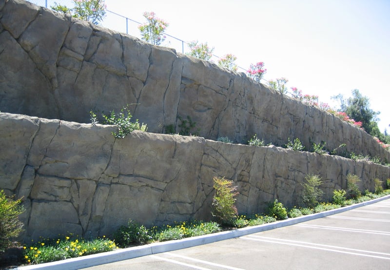 Boulderscape Sculpted Shotcrete Geology Used to Blend In a Multi-Tiered Wall For a Large Community Church   preview 5