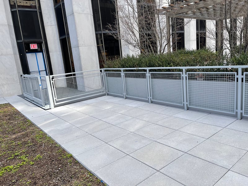 Lightweight Sliding Gate and Matching Fence in Office Courtyard
