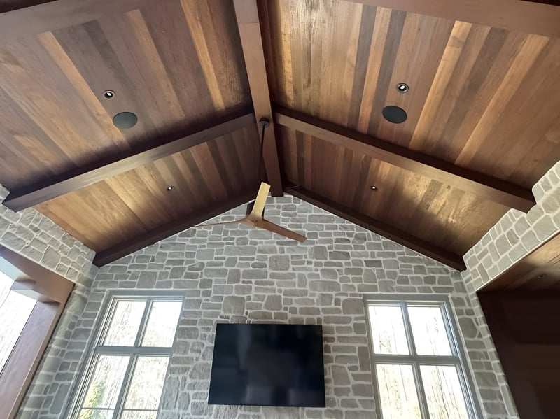 Brown Balau Soffit, Cabinets, & Ceiling w/Ipe Beams