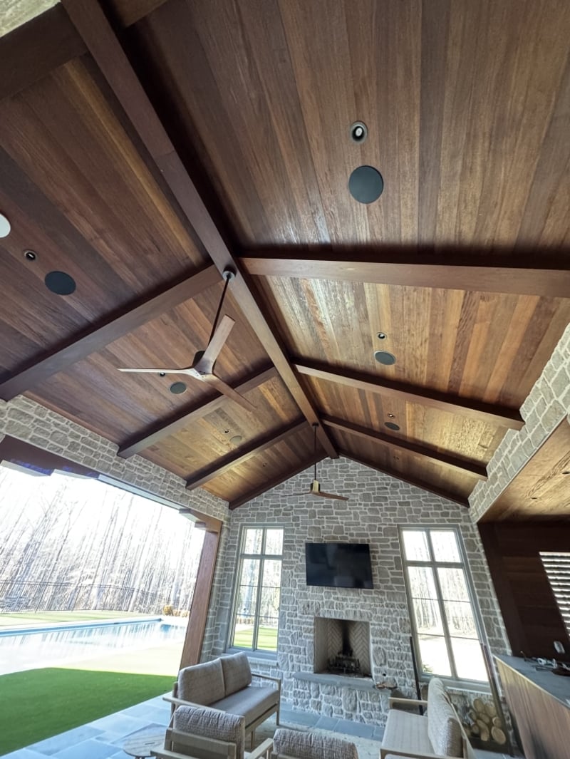 Brown Balau Soffit, Cabinets, & Ceiling w/Ipe Beams preview 5