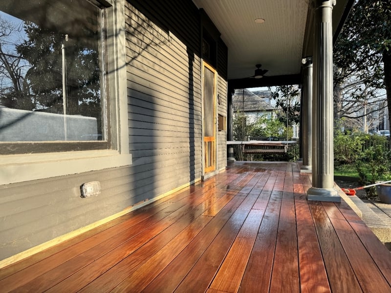 Brown Balau Decking on Front Porch (with perfect Eased Edges)
