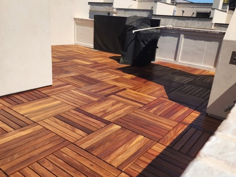 Cumaru Deck Tiles on Atlanta Roof Deck