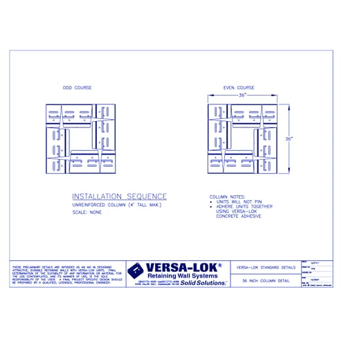 36 Inch Unreinforced Installation Seq
