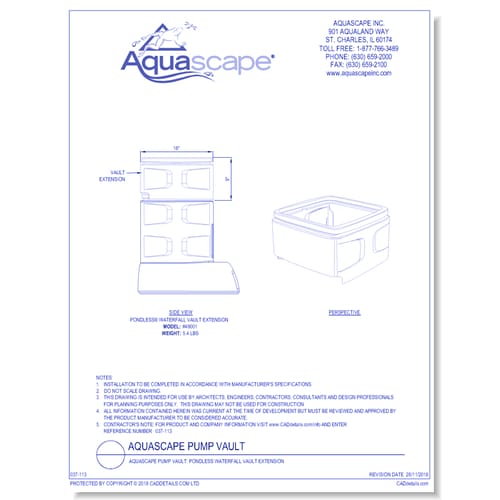 Aquascape Pump Vault: Pondless Waterfall Vault Extension