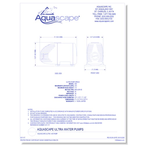 Aquascape Ultra: 400 Pump