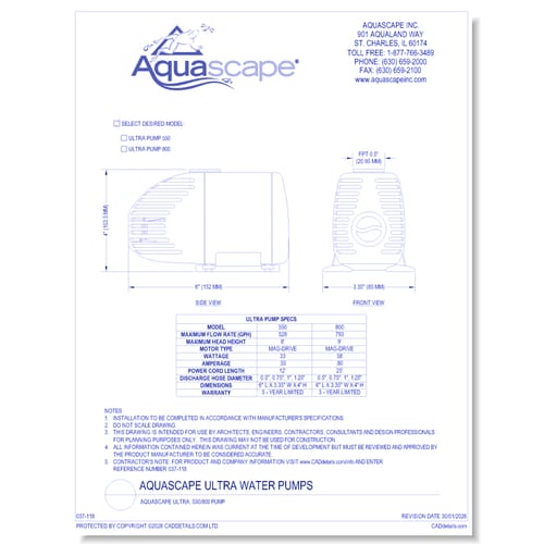 Aquascape Ultra: 550/800 Pump