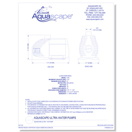 Aquascape Ultra: 1100 Pump